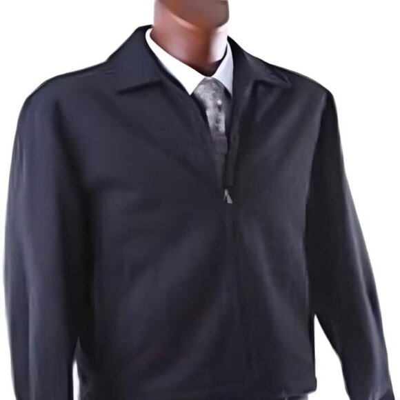 Mens Overcoat - Topcoat For Men - Winter Fabric - Dark color blackZippered SHORT